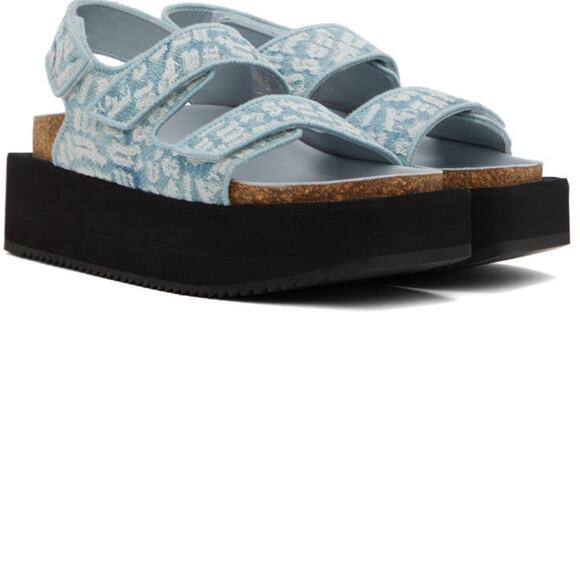 Palm Angels Blue Platform Birck Slingback Sandals Size 8 Retails $715 - Picture 7 of 11